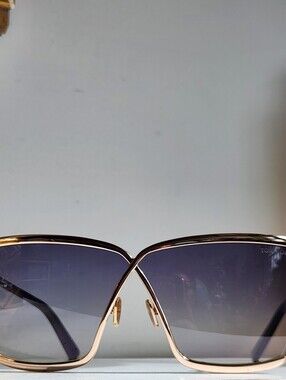 Tom Ford Gold Frame Gradient Blue Shield Sunglasses